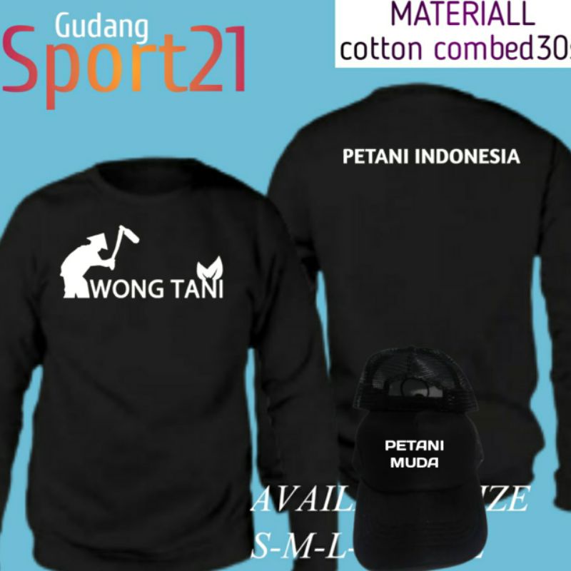 kaoa baju lengan panjang wong tani petani INDONESIA plus topi kaos petani