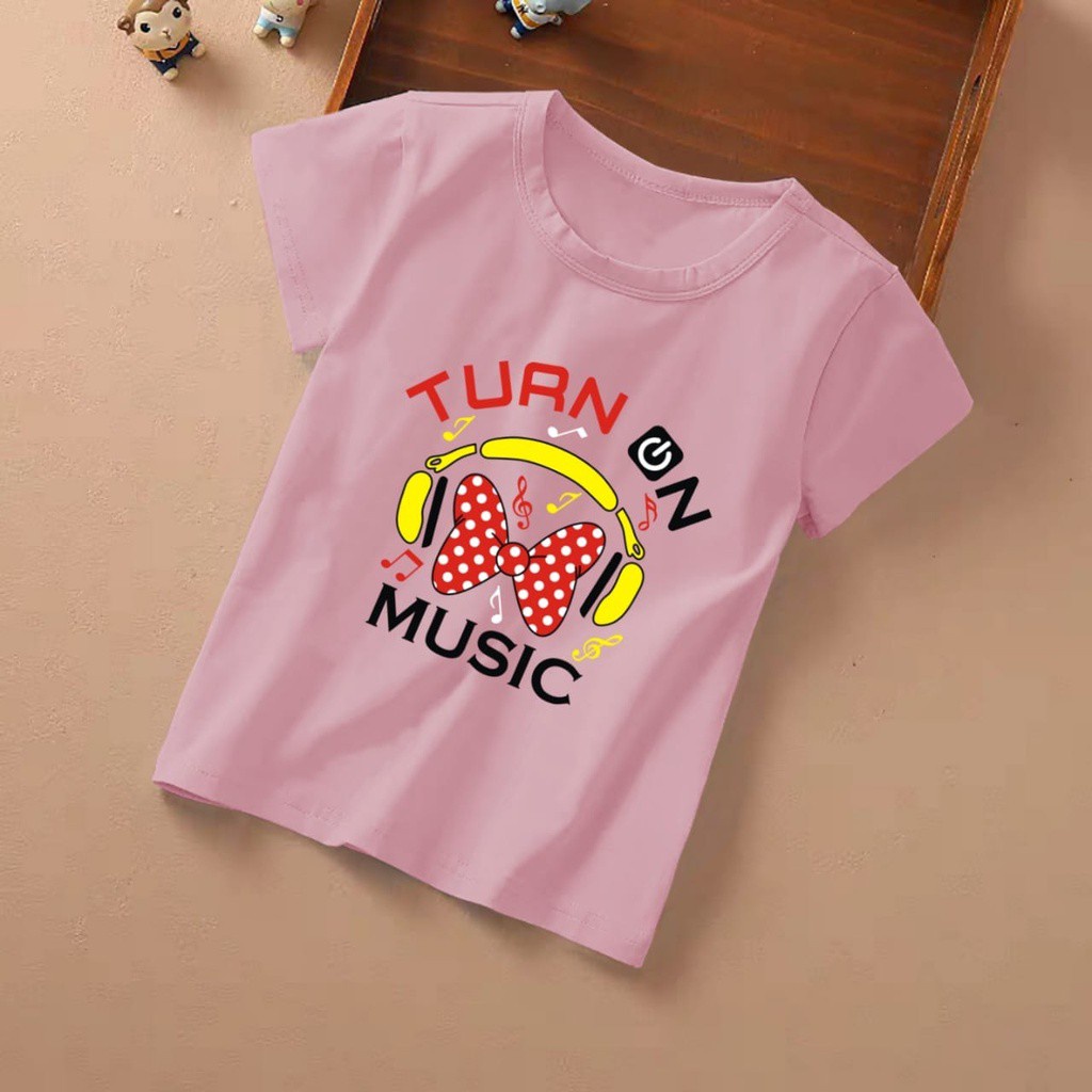 KAOS ANAK GIRL MOTIF TURN ON / TERLARIS/ POLILE781