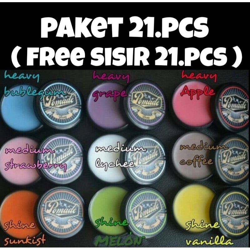 POMADE OIL BASED 60GR .PAKET 21PCS + FREE SISIR / TM POMADE