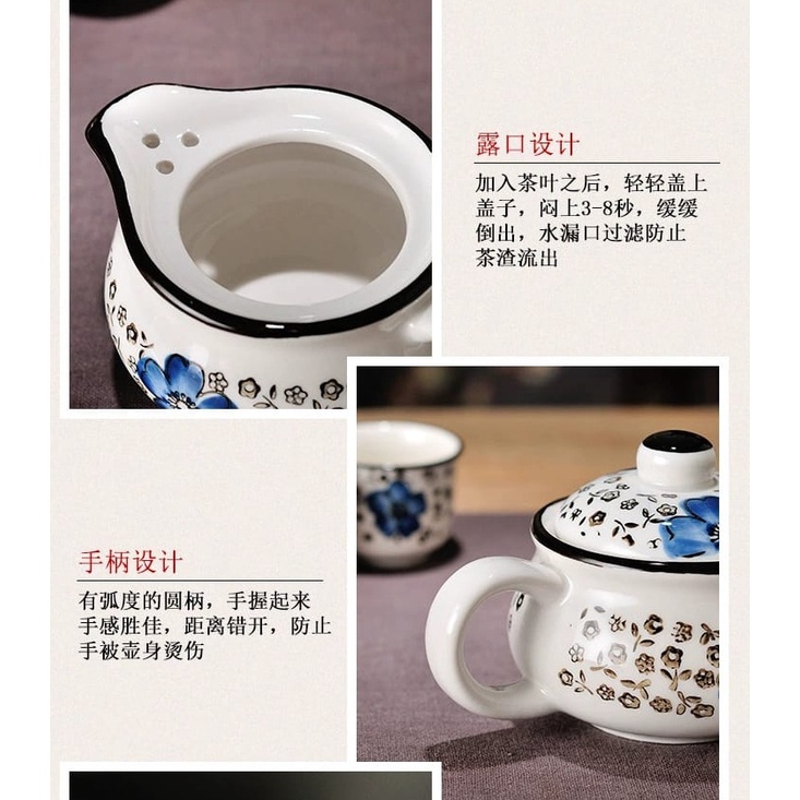 TEAPOT CHINESE SET 6 CUP FLOWER CERAMIC HAMPERS / TEKO SET 6 CANGKIR bunga hamper