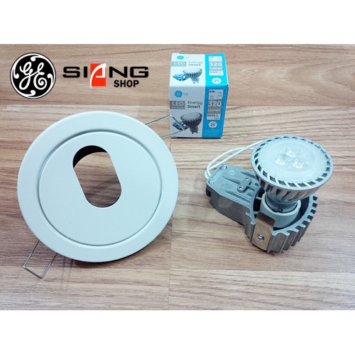 GE Bohlam LED GU10 320 lumens 6W Dimmable + Frame Sorot