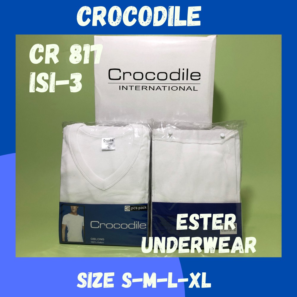 Kaos Oblong Pria Crocodile CR 817 Putih ISI-3 PCS