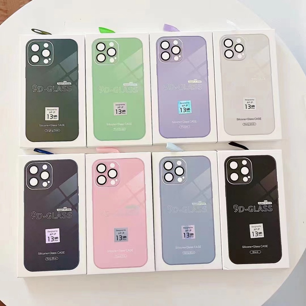 ALL NEW !!! 9D-Glass iPhone case Dengan perlindungan lensa kamera ponsel( FOR IPHONE 14 Pro Max 11 12 13 11PRO 12PRO 13PRO 11PRO MAX 12 PRO MAX 13 PRO MAX)