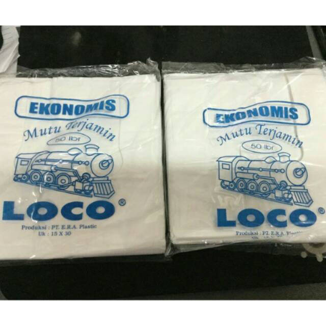 ( 10 pc ) Kantong plastik LOCO putih susu uk.15 _ kantong kresek putih