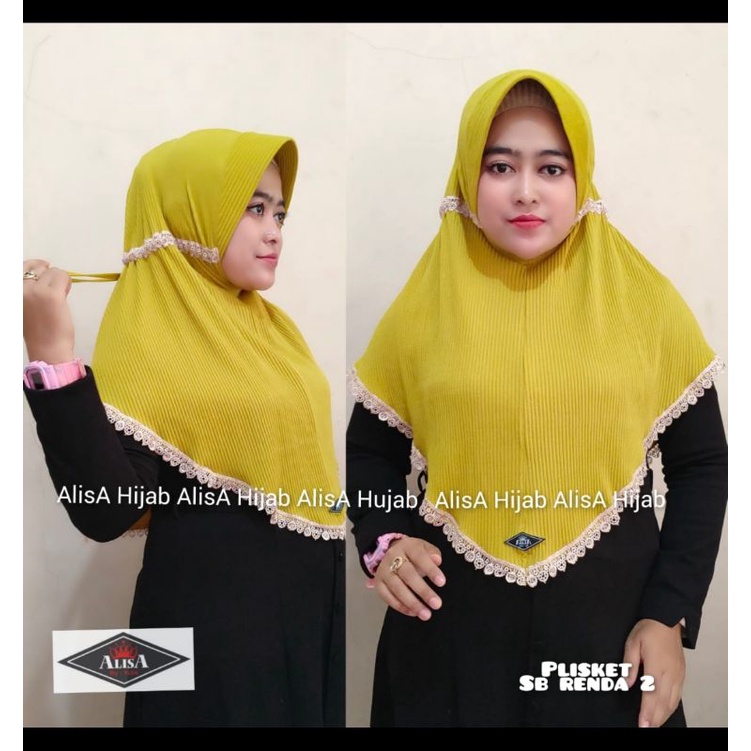 Jilbab instan plisket renda