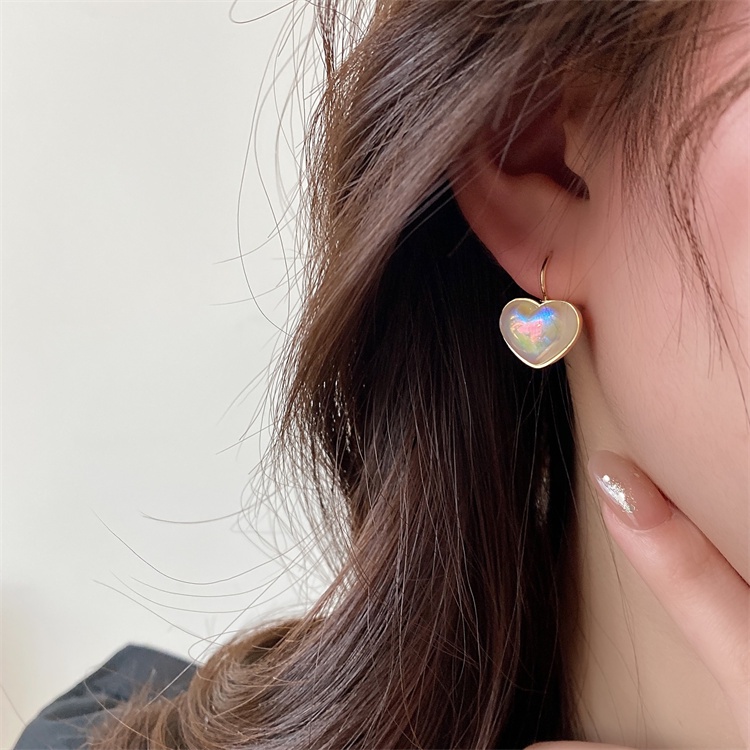 Anting Mutiara Bentuk love Hati Bulat Gesper Warna-Warni Untuk Wanita Aksesoris Telinga Korea
