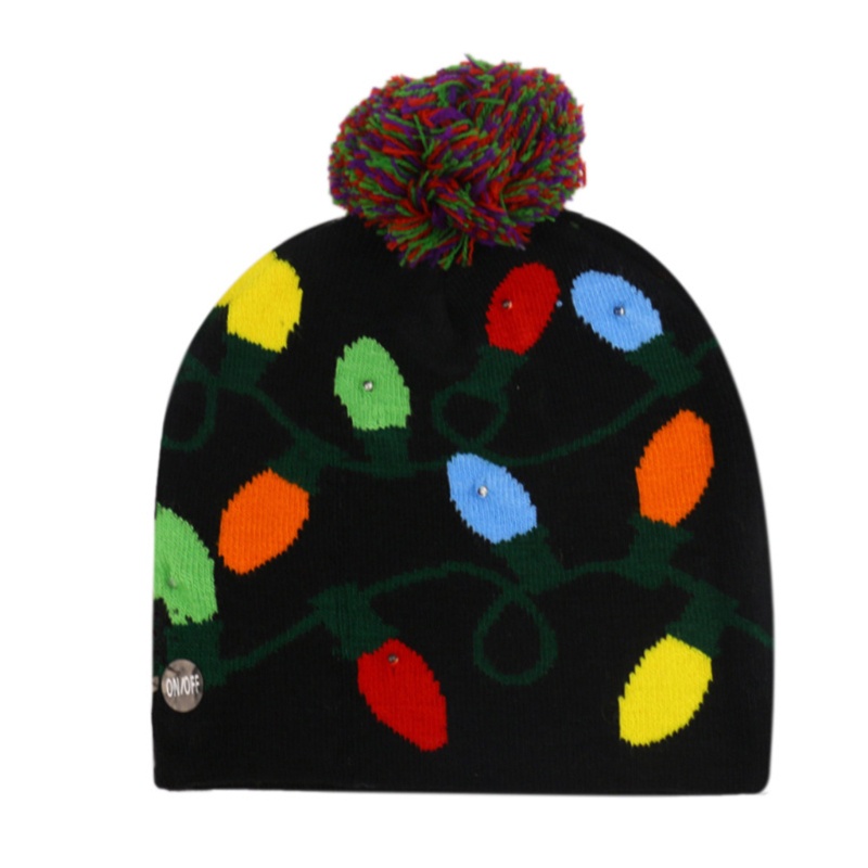 Topi Beanie Bahan Wol Rajut Desain Rusa Snowman Dengan Lampu LED Untuk Pesta Natal Halloween