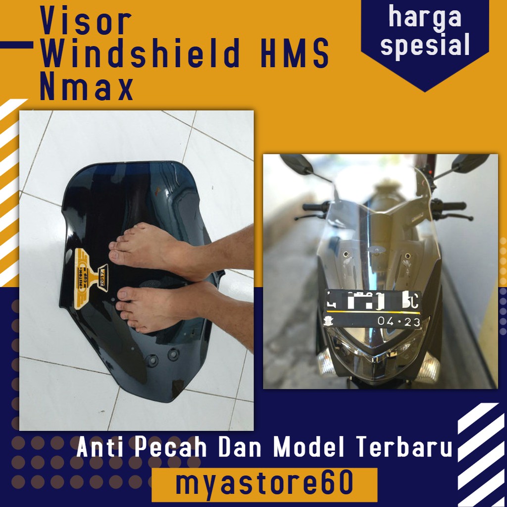 Visor Windshield HMS Nmax Bening Kaca Visor Windshield Nmax Anti Pecah Aksesoris Sparepat