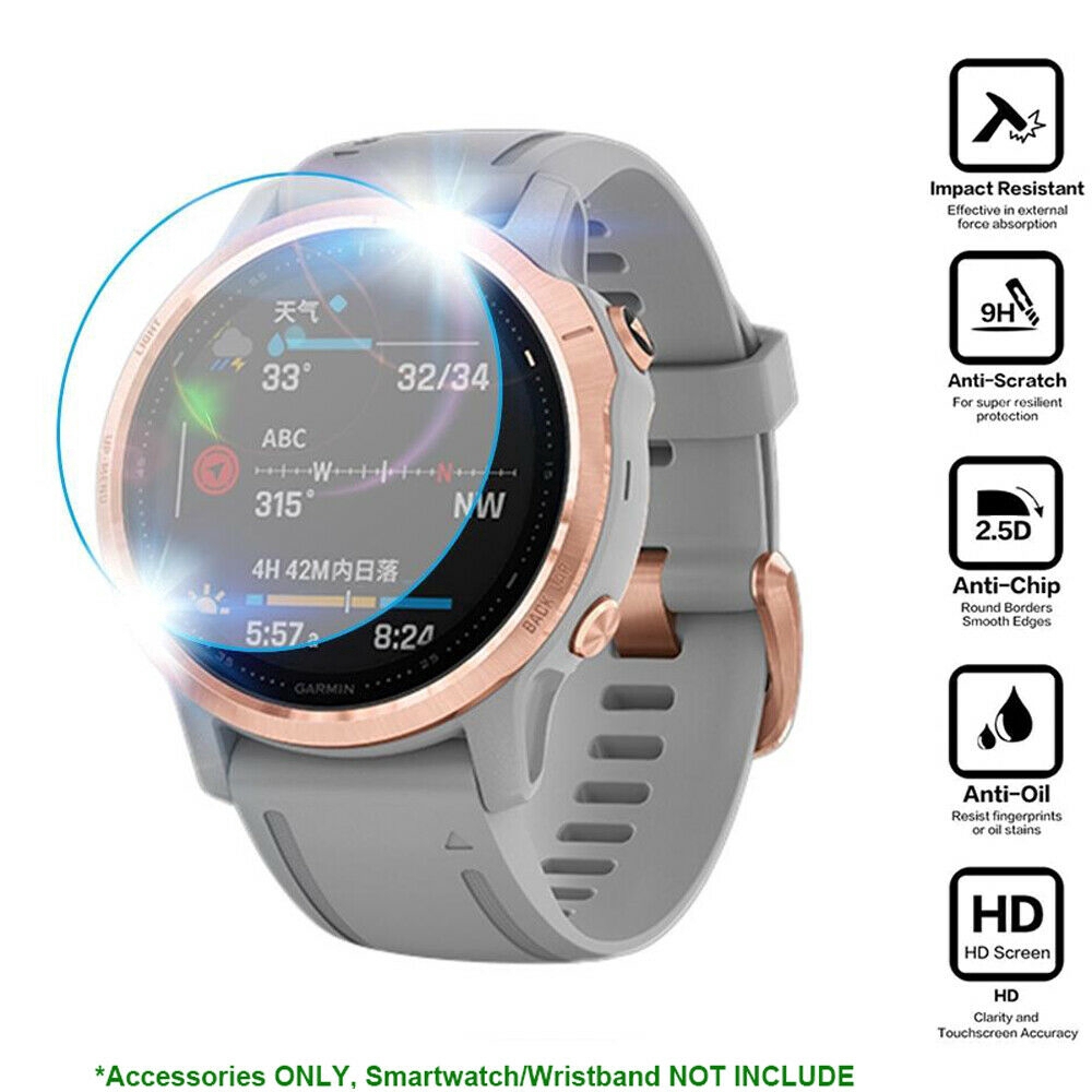 2Pcs Pelindung Layar Tempered Glass untuk Garmin Fenix 6 6S 6x Pro