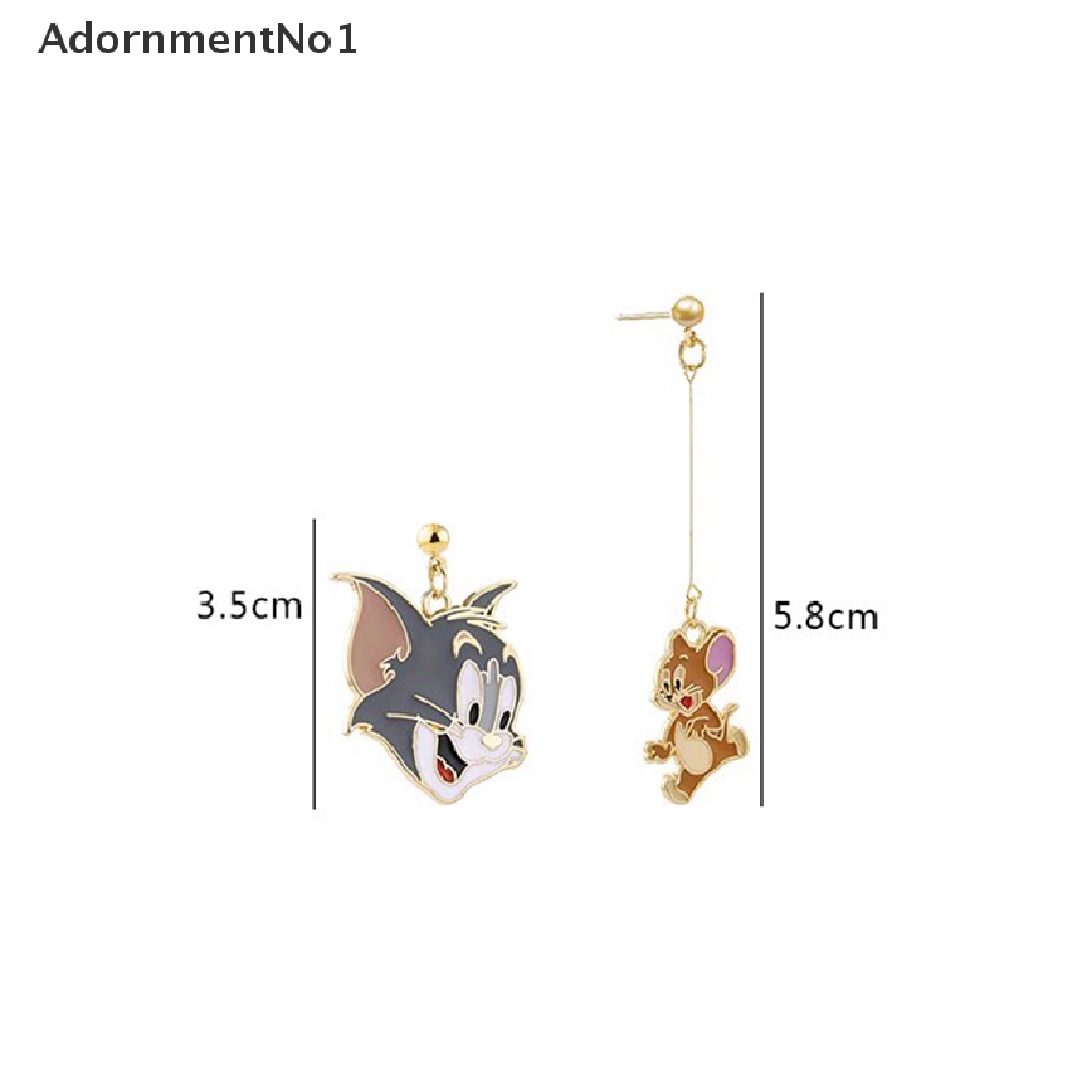 (AdornmentNo1) Anting Tusuk Gantung Desain Kartun Kucing / Tikus Gaya Simple Untuk Wanita