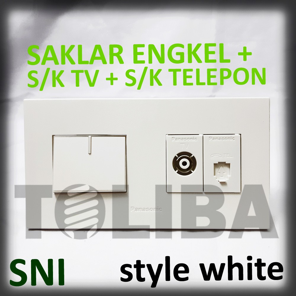 saklar engkel besar + stopkontak tv + s/k telepon minimalis style white ib panasonic sni