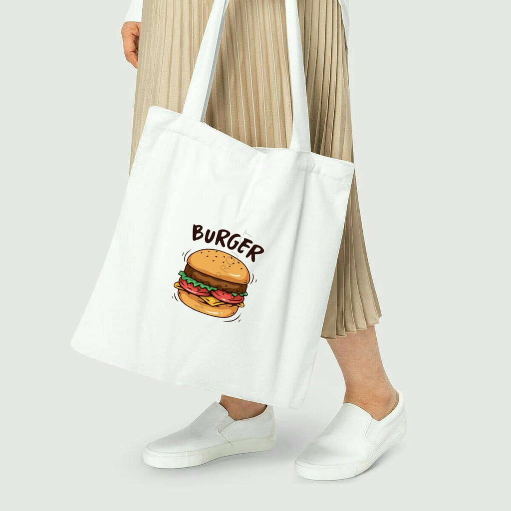 TOTE BAG KANVAS MURAH / TOTE BAG WANITA / TOTE BAG MOTIF SNACK AESTHETIC