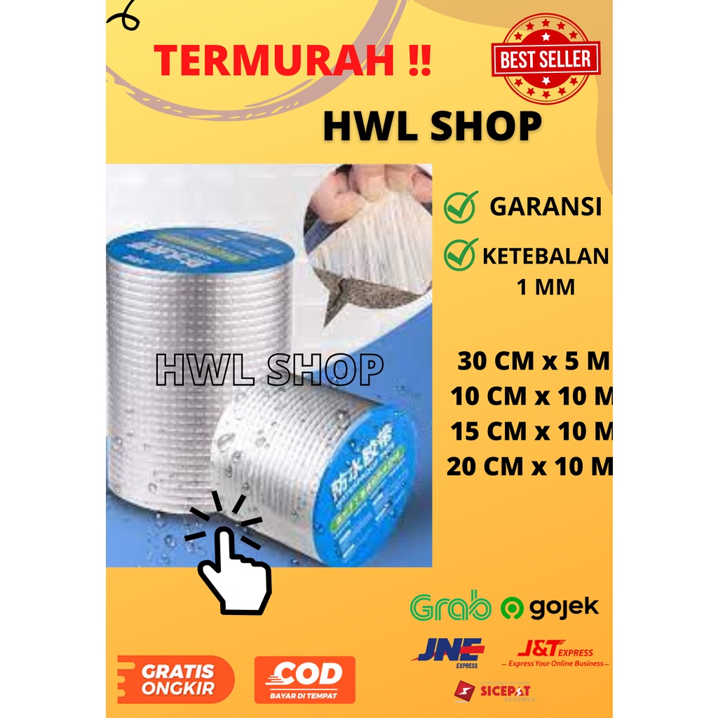 LAKBAN ANTI BOCOR ALUMINIUM FOIL TAPE ANTI BOCOR BUTYL WATERPROOF TAHAN PANAS UKURAN BESAR