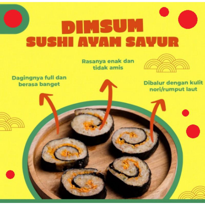 

TERLARIS !!! DIMSUM SUSHI (DIMSUM AYAM dan RUMPUT LAUT) HALAL MURAH ENAK AYAM > 90 % (GRATIS SAUS DIMSUM MURNI) KWALITAS RASA DIMSUM UNTUKMU MINIMAL 50 PCS