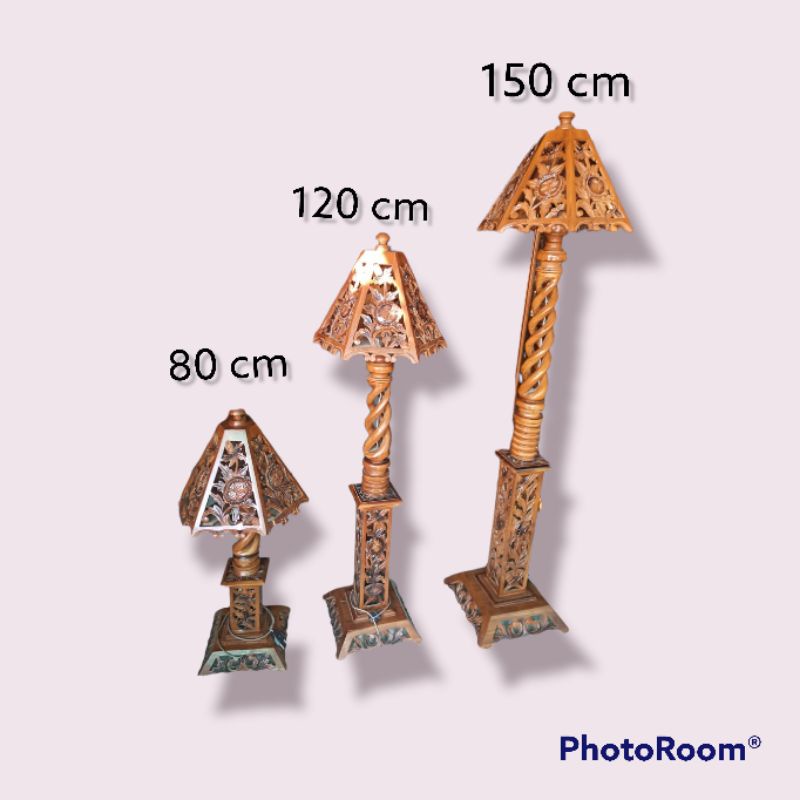 lampu ukir jati - standing lamp - lampu ukir kayu - lampu pojok - lampu ukuran L - barep jati