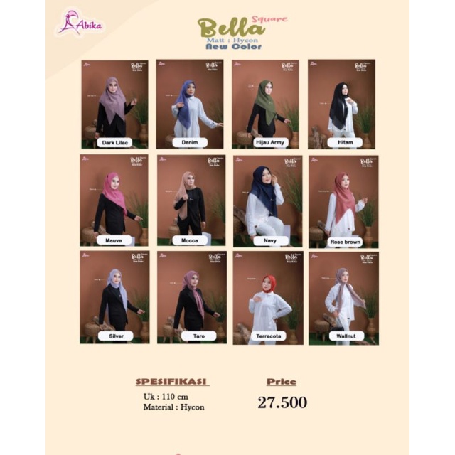bella square / square / square abika / abika hijab/ jilbab segi empat