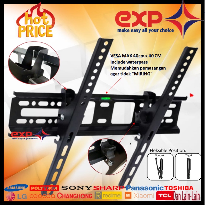 Garansi cocok!!! Bracket TV universal 42&quot; s/d 55&quot; Waterpas adjustable position-13