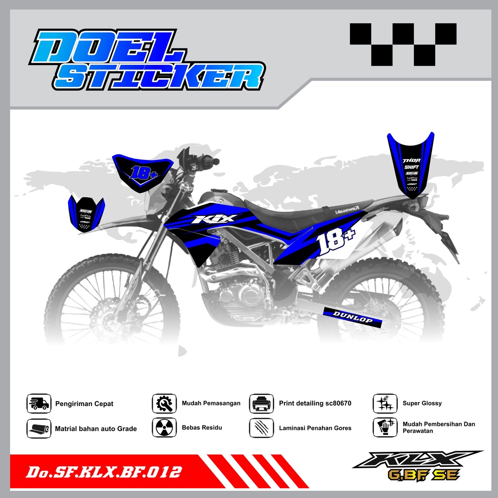 Sticker Striping Honda KLX 150 G , BF , SE Lama List Variasi Hologram , Crome Doel 012