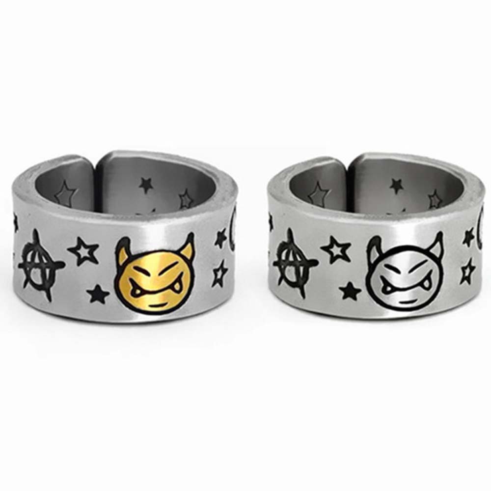 MXBEAUTY Hip Hop Open Ring Vintage Fashion Jewelry Finger Ring Women Punk Star Men Korean Personality Little Devil