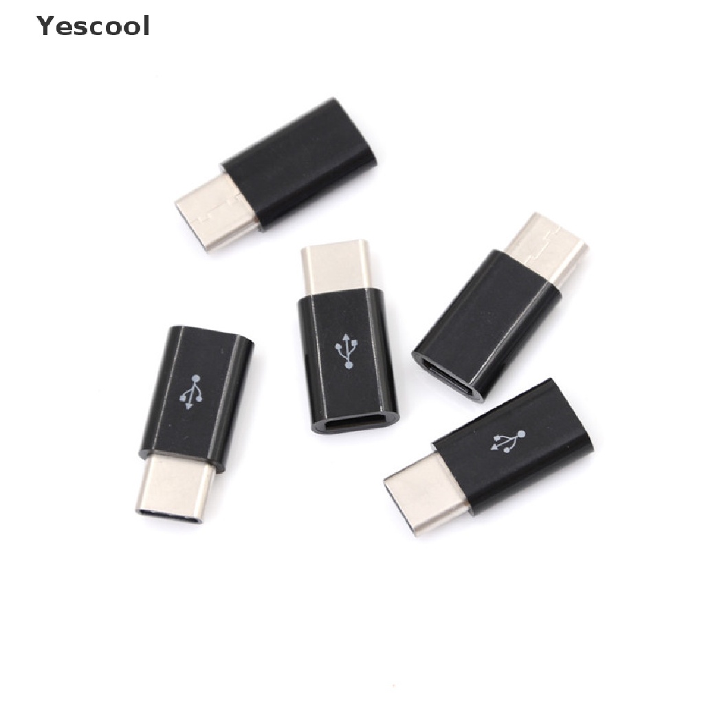 Yescool 5pcs Adapter Konverter USB 3.1 Tipe-C Male Ke Micro USB 3.1