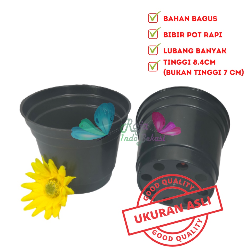 Pot bunga tanaman plastik HITAM 15cm TINGGI - POLOS HITAM