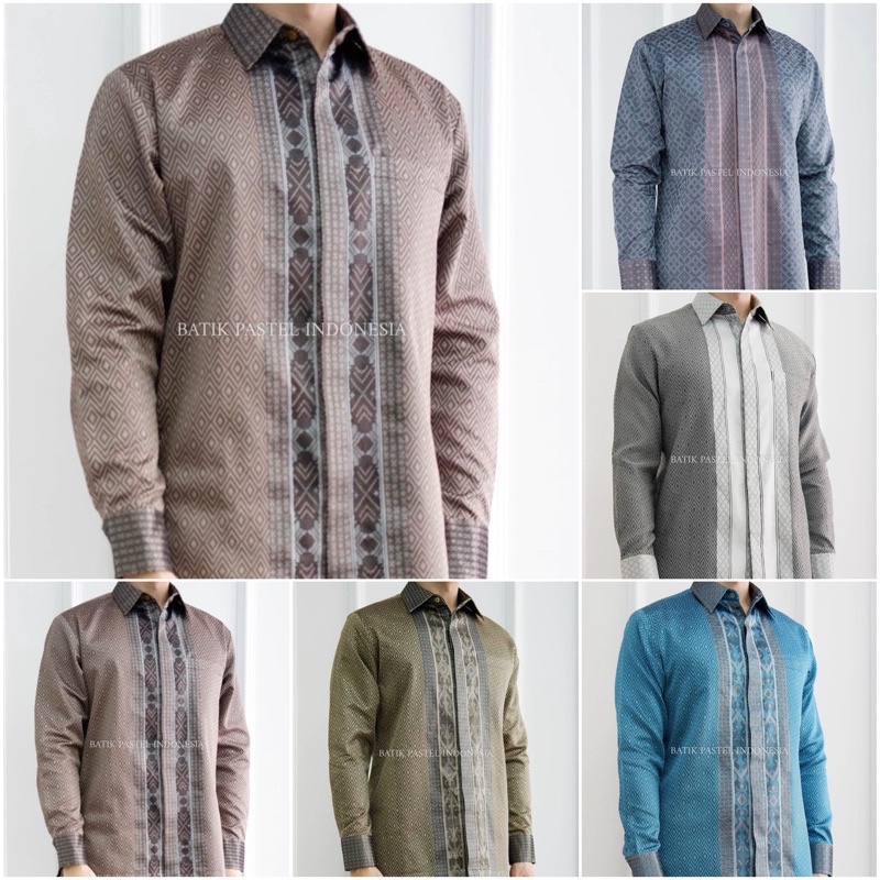 kemeja hem batik tenun lengan panjang premium songket palembang