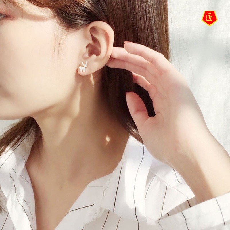 [Ready Stock]Creative New Christmas Tree Elk-Shaped Stud Earrings