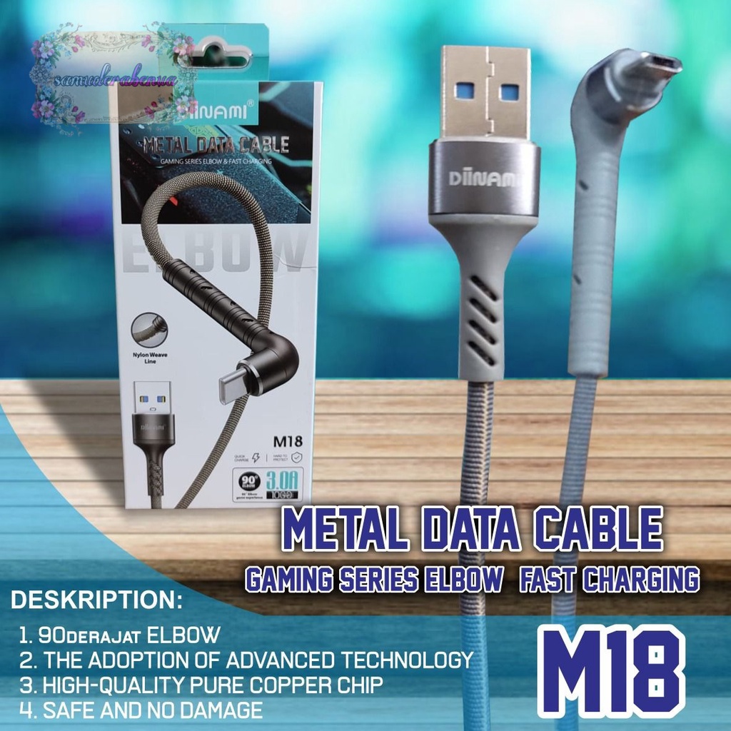 DIINAMI M18 kabel Cable Data GAMING fast Charging Kabel Data Micro , iphone , tipe c USB QC3.0 3 Amper bahan tebal SB3517