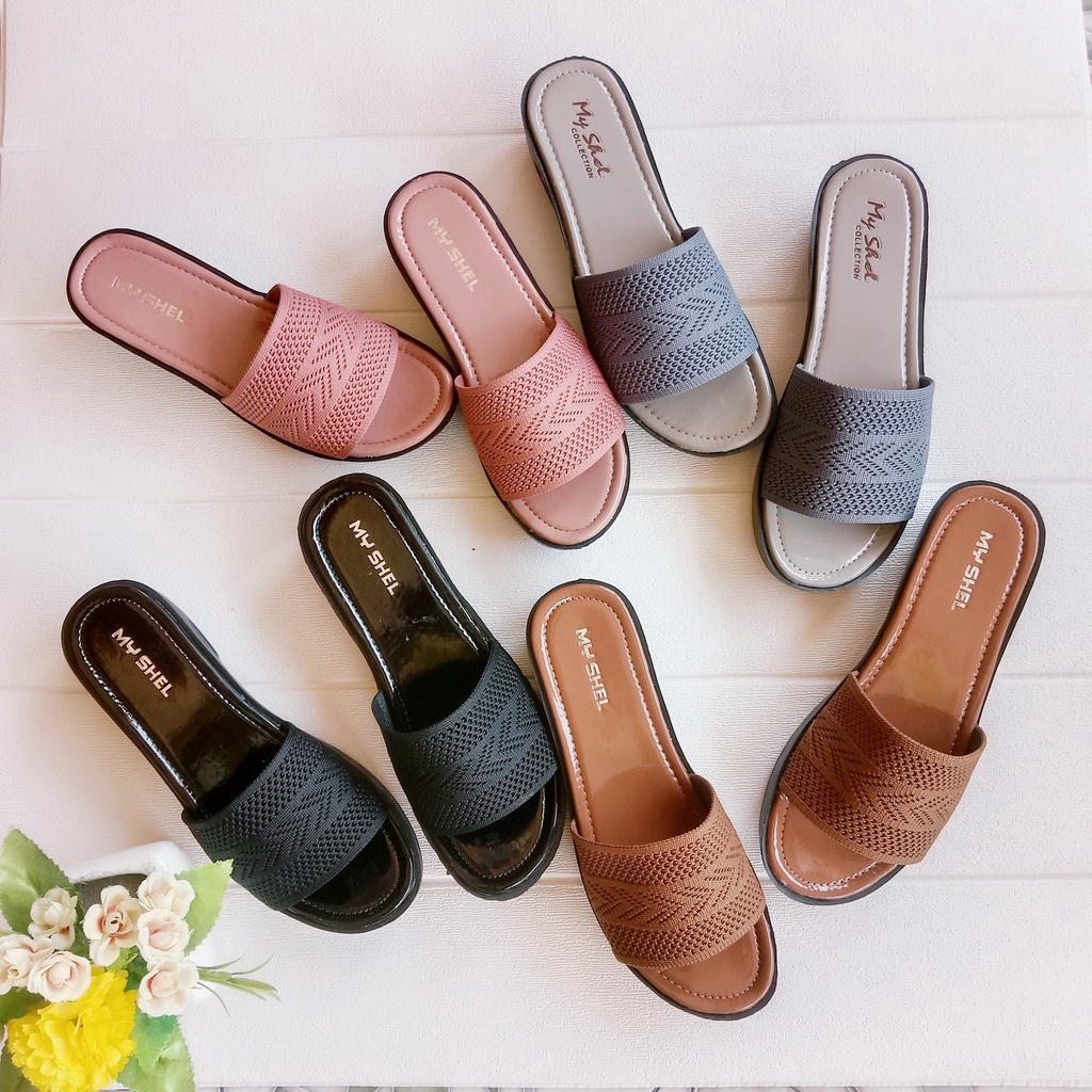 PROMO 6.6 - Sandal Wedjes Wanita Rajut Import Myshel | Sandal Wanita Wedjes Jinjit Sandal Kekinian S