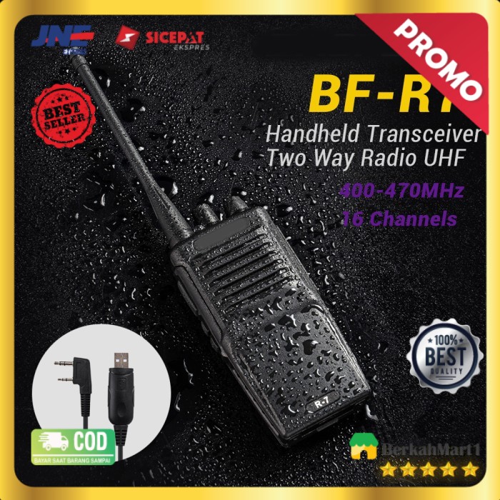 Walkie Talkie Single Band 3W 16CH UHF - BF-R7 - Black Garansi