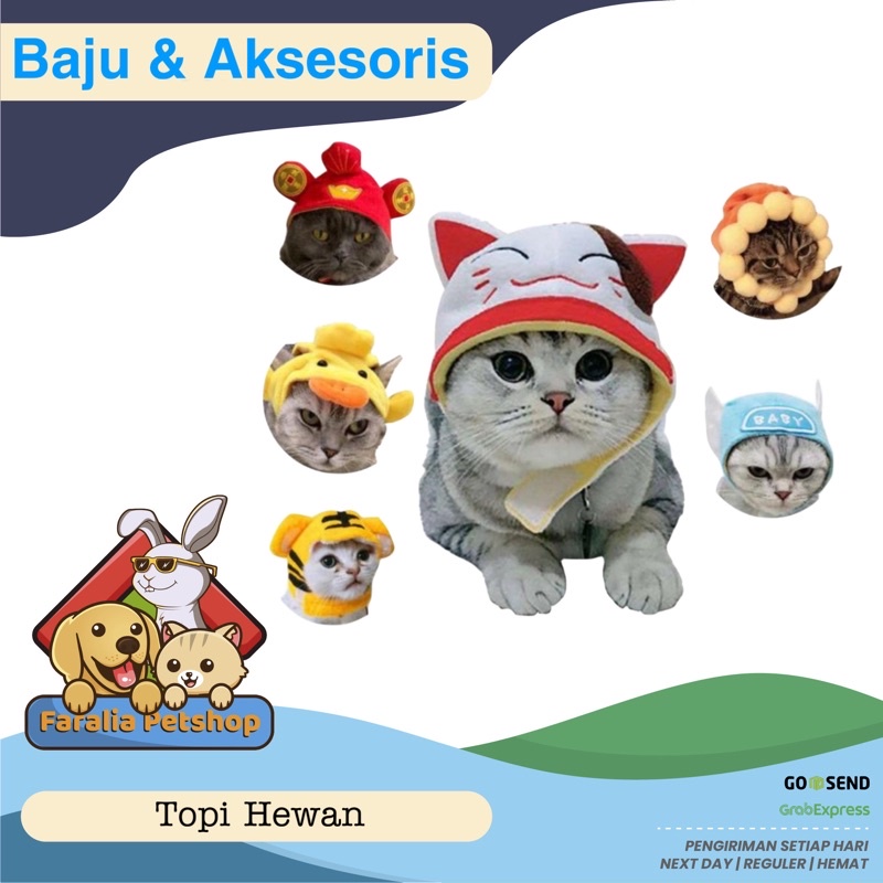 Topi Kucing Anjing Kostum Motif Hewan Cat Dog Pet Hat Lucu Bagus Lembut Costume