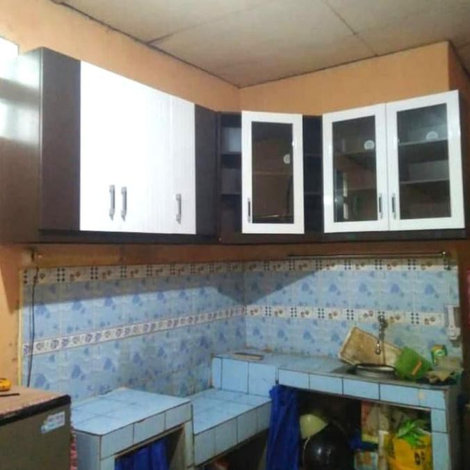 Rak Piring Lemari Dapur Kitchen Set Atas L 6 Pintu Uk. 195 X 155 Cm Oliviastore27