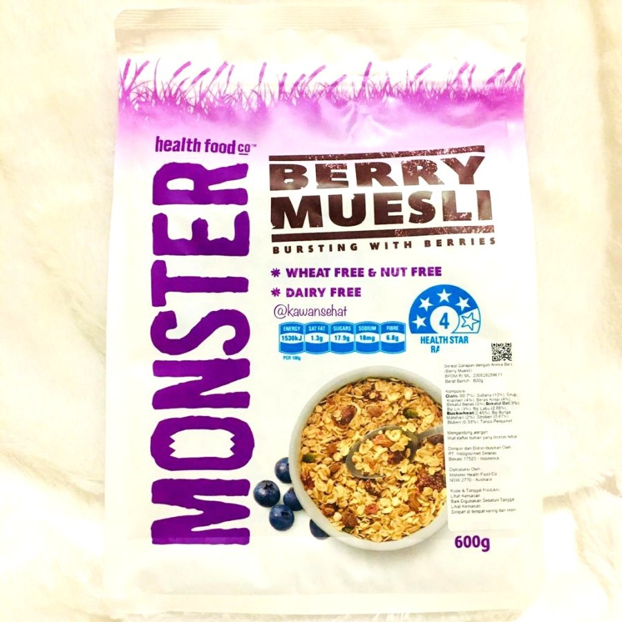

Monster Berry Muesli 600gr | Sereal Oat Havermout Berries