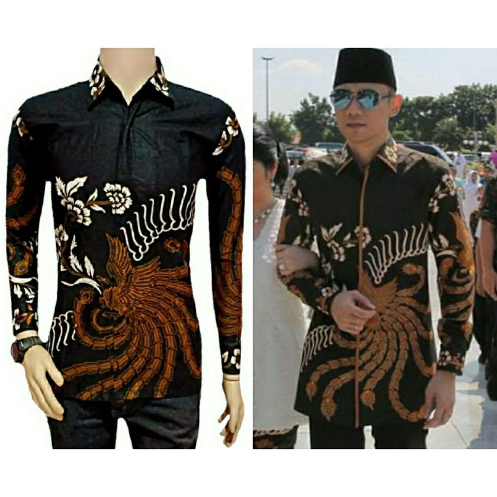 Kemeja Batik Pria Lengan Panjang Motiv AHY Seragam Guru Bahan Katun Adem Di Pakai Serap keringat