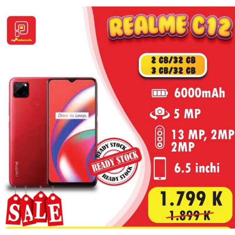 Realme C12 RAM 3GB dan 2GB ROM 32GB