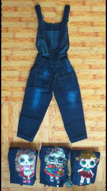 Overall jeans celana panjang LOL LED, size 6bln-8th (no inner)