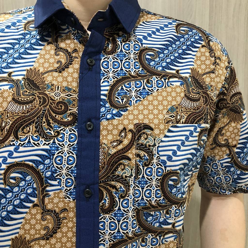 [gridline - R072 & R017] Kemeja Batik Pria Katun Lengan Pendek Regular
