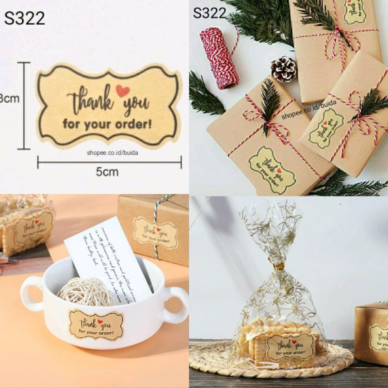 

stiker sticker label thank you for your order S322 kraft panjang 3x5cm dekorasi kemasan packaging