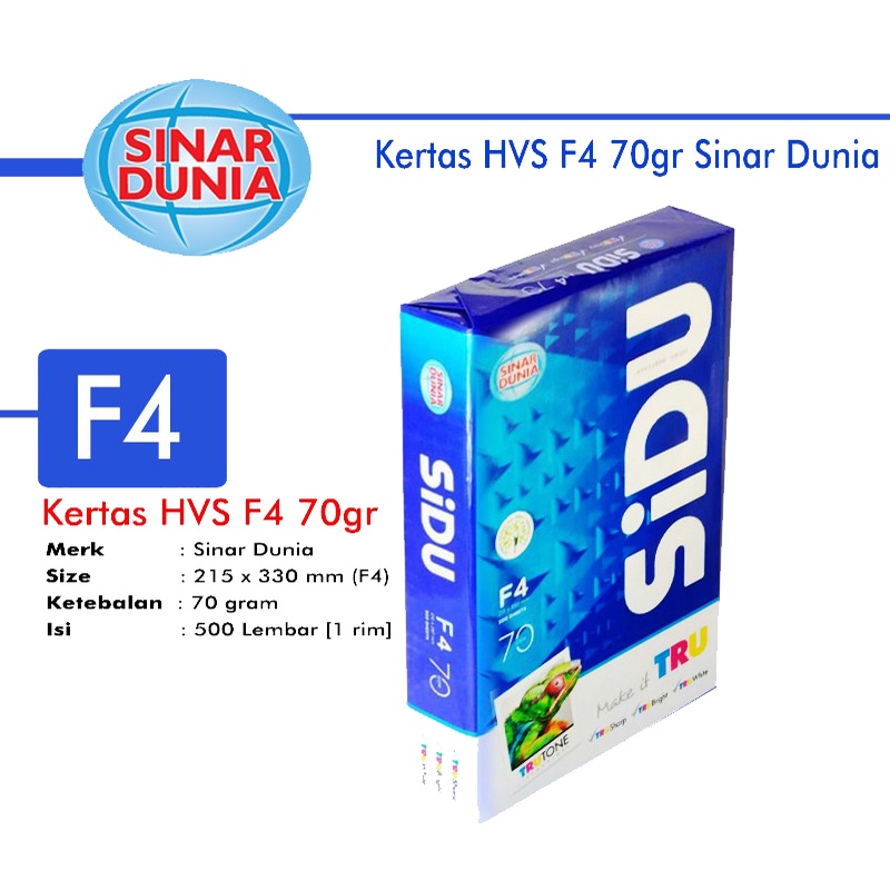 

KERTAS F4 SIDU 70 GR