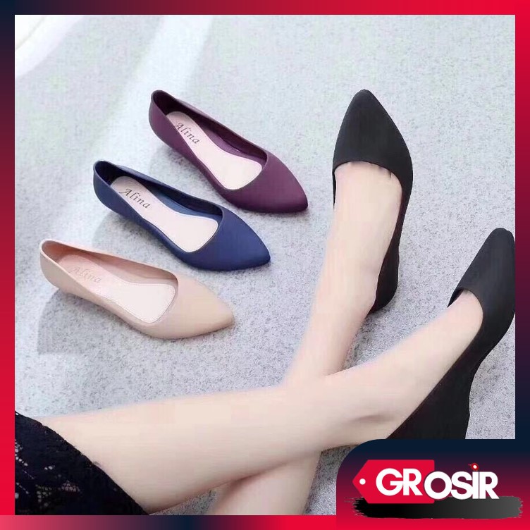 Grosir - F540 Flatshoes Karet Wanita / Sandal Cewek / Sandal Flat Shoes Fashion