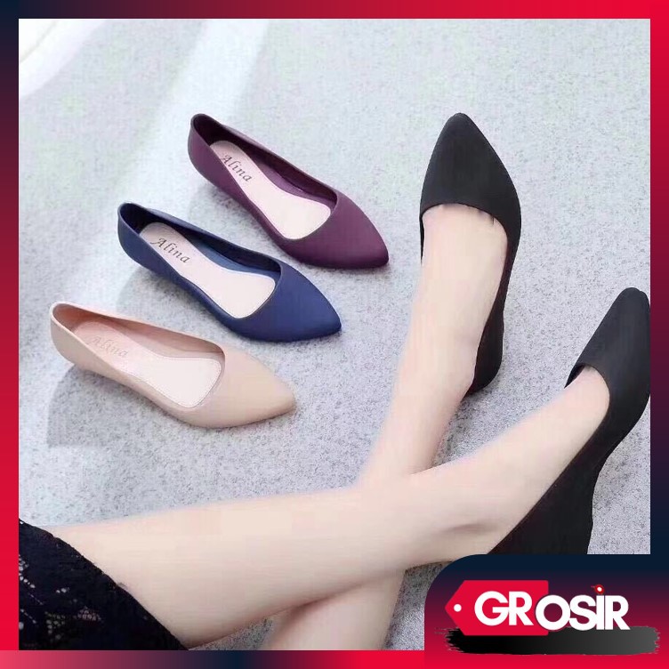 Grosir - F540 Flatshoes Karet Wanita / Sandal Cewek / Sandal Flat Shoes Fashion