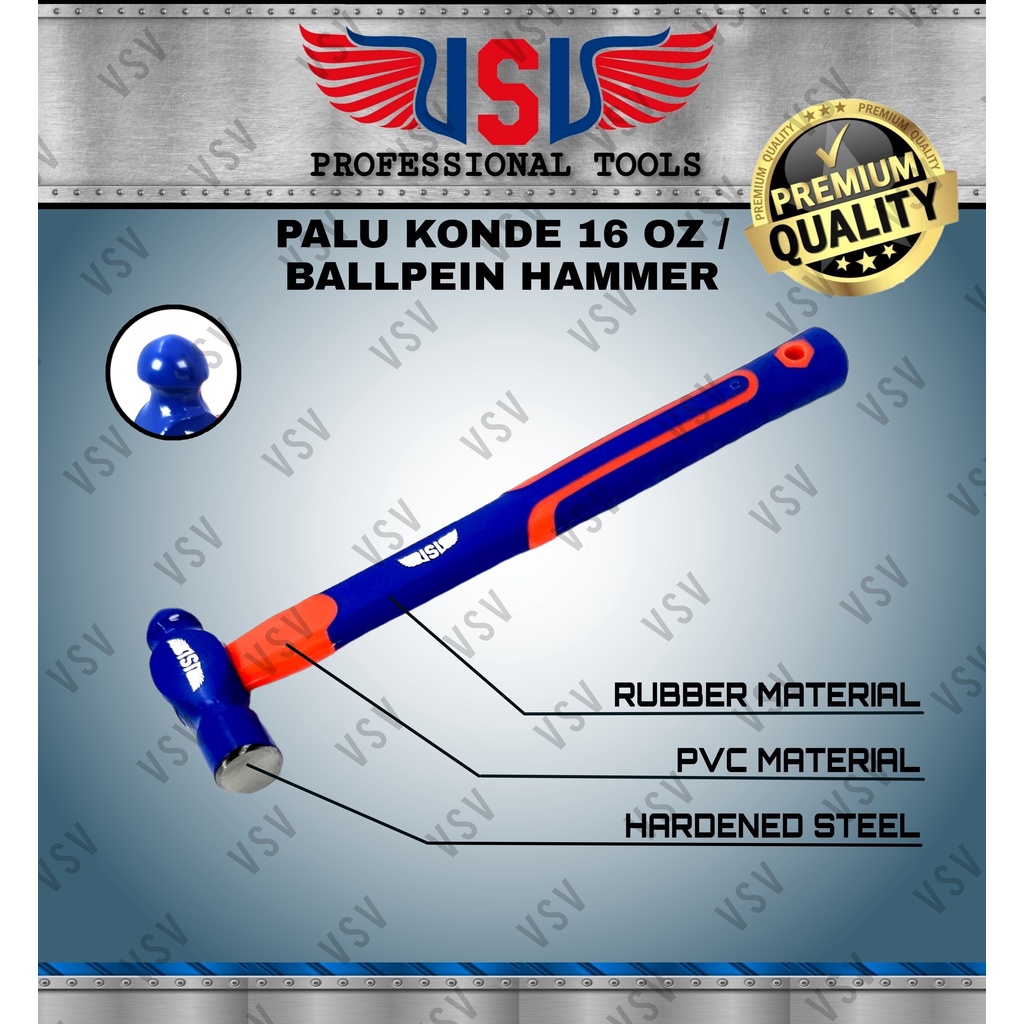 VSV Palu Konde 16oz Martil Ballpein hammer PVC+Rubber handle