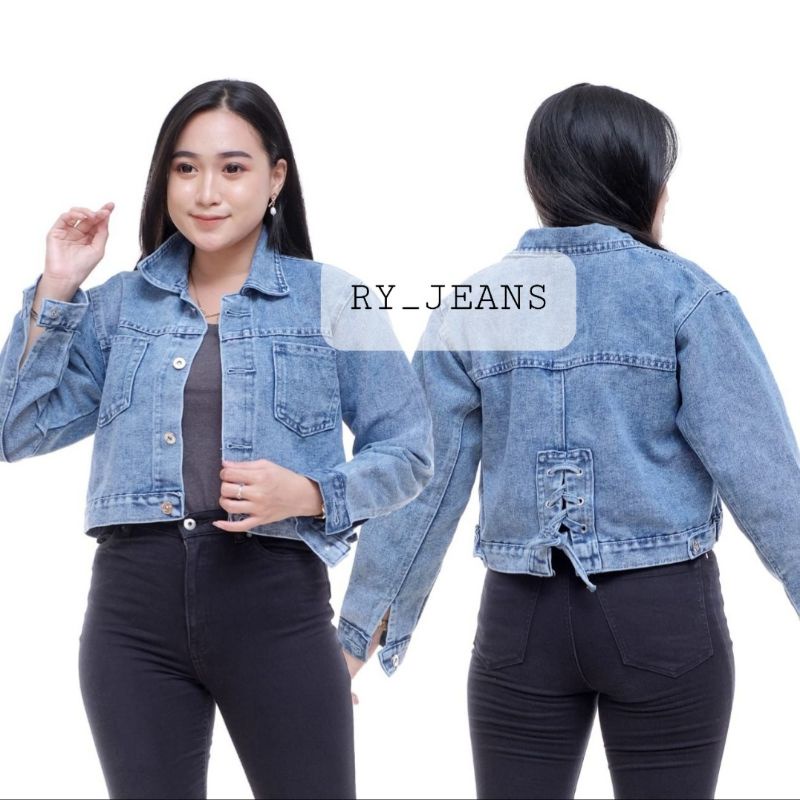 Jaket jeans wanita jaket denim lightblue jaket crop