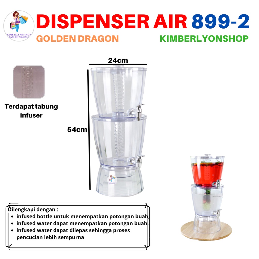 Dispenser Air Plastik 2 susun Wadah Minuman Golden Dragon 889 2