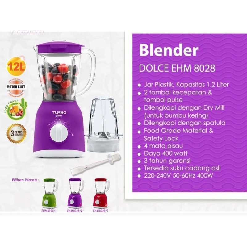 Blender Turbo Plastik Kaca 2 in 1 3 in 1 2in1 3in1 1 Liter 1.2 Liter 1.5 Liter 2 Liter Blender Belender Blander Turbo Plastik Kaca EHM 8028 8000 8035 8099 8098 Original Terbaru