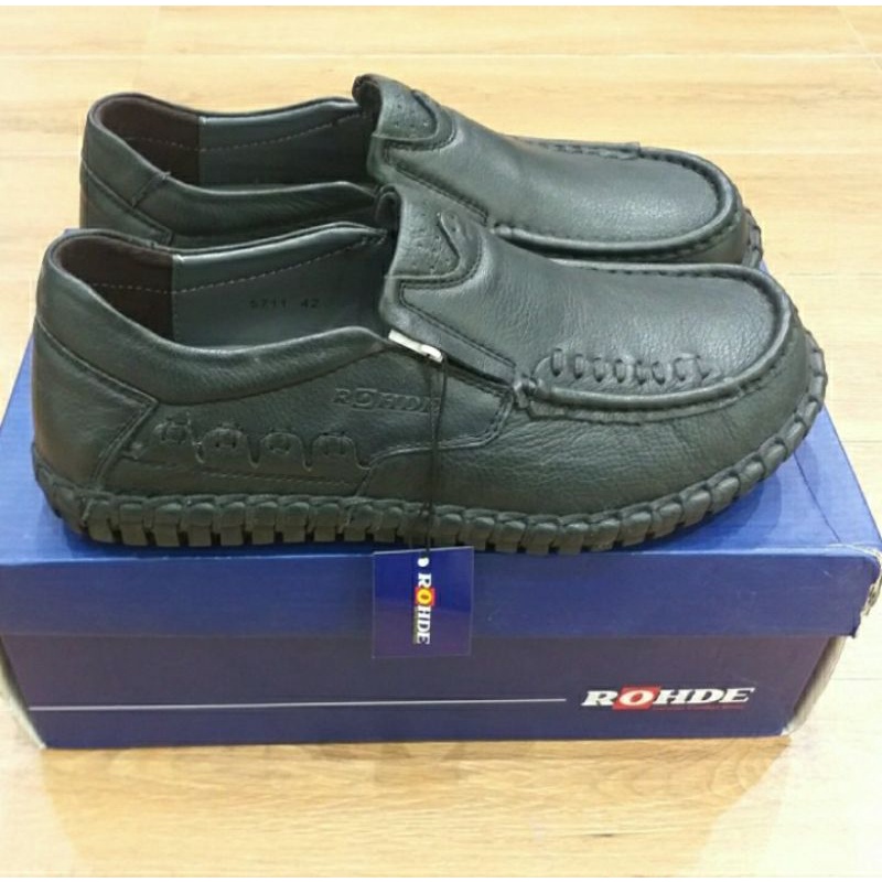 sepatu ROHDE 5711 Black Slio On Original kulit asli