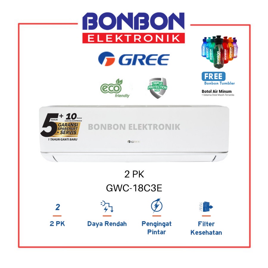 GREE AC 2 PK GWC-18C3E Series Low Watt C3E 18C3E 2PK