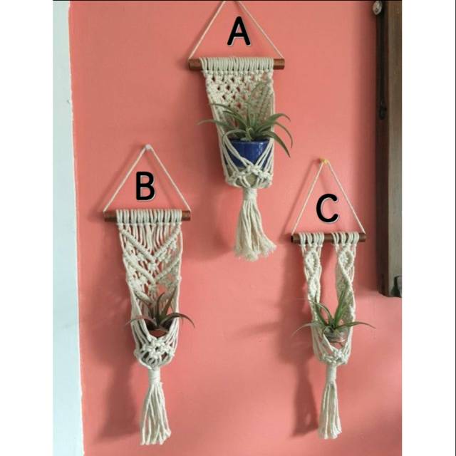 READY STOK) macrame Pot gantung mini/ macrame plant hanger (POT 054)