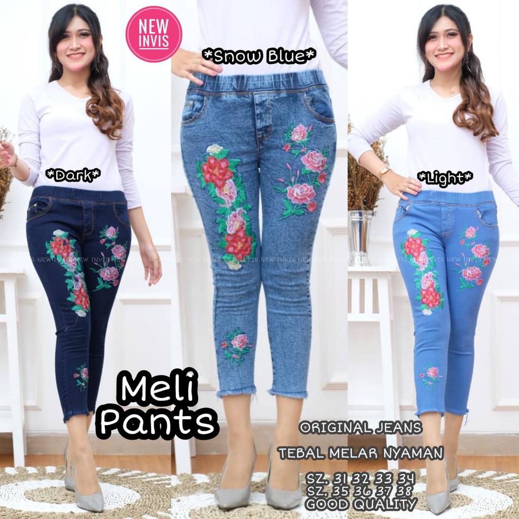 Celana Jeans Wanita / Celana Panjang jeans Wanita Remaja Cewek / Celana Jeans All Size Rosie Bordir