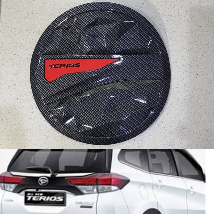 Tank cover TUTUP TANGKI BENSIN  DAIHATSU All new terios 2018 MOTIF CARBON LOGO MERAH